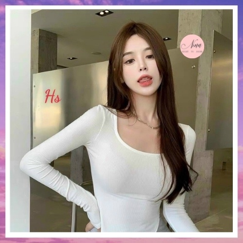 Áo Body Nữ Thu Đông Dài Tay Cổ Vuông Xẻ 2 Bên, Chất Bozip NinaStore - SP000628