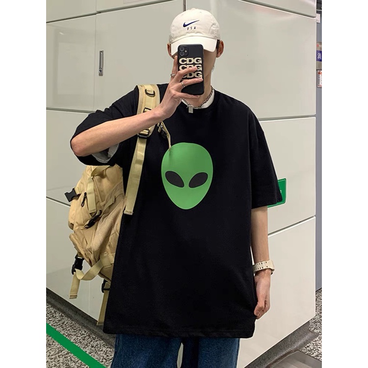 Áo thun nam nữ form rộng cổ tròn tay lỡ áo phông unisex cotton oversize  giá rẻ in mặt xanh APQ12