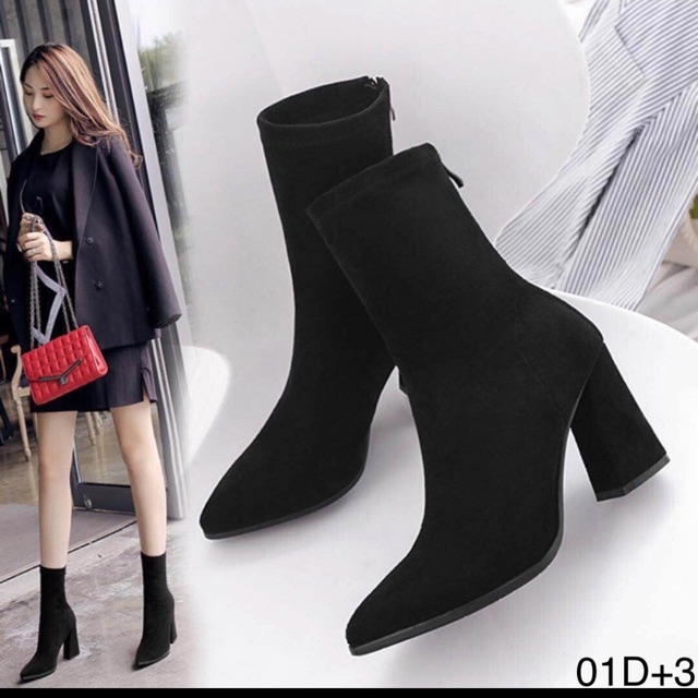 Boot cổ lửng 7 phân gót vuông (kèm ảnh thật)