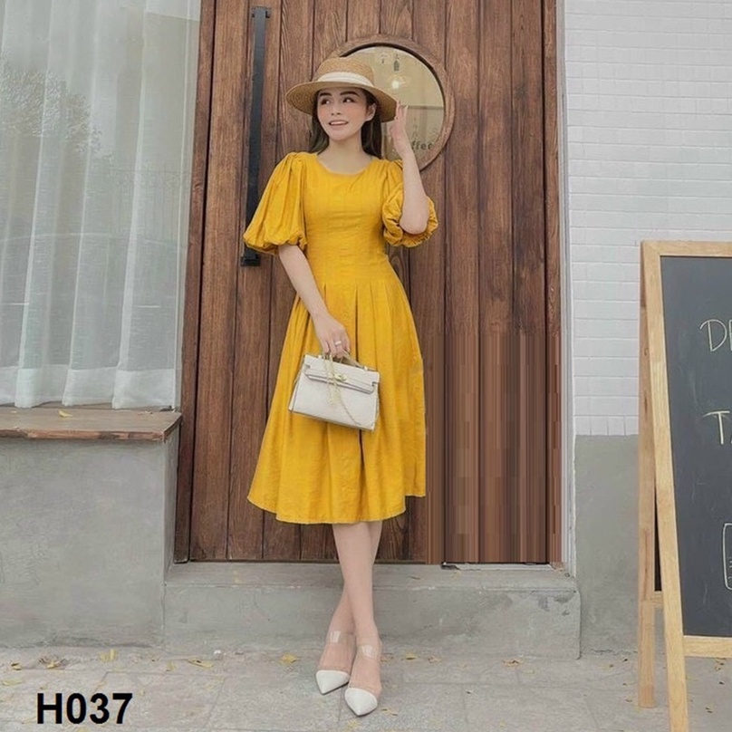 Đầm Dự Tiệc Tay Phòng Cổ Tròn Tùng Xòe Duyên Dán AKARA H037 Full Size