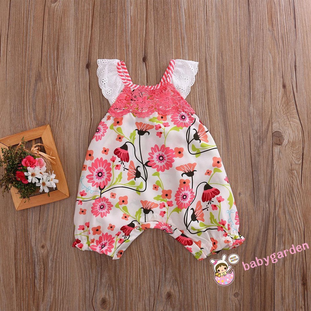 ღ♛ღLovely Newborn Toddler Baby Girls Sleeveless Romper Lace Floral Romper Outfits New