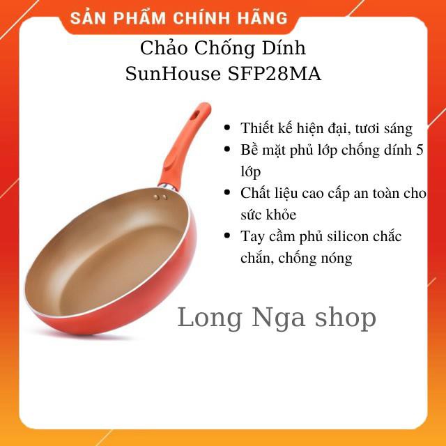 Chảo Chống Dính SUNHOUSE MAMA SFP28MA Cao Cấp, Tay Cầm phủ silicon chắc chắn, chống nóng, Đáy Từ.