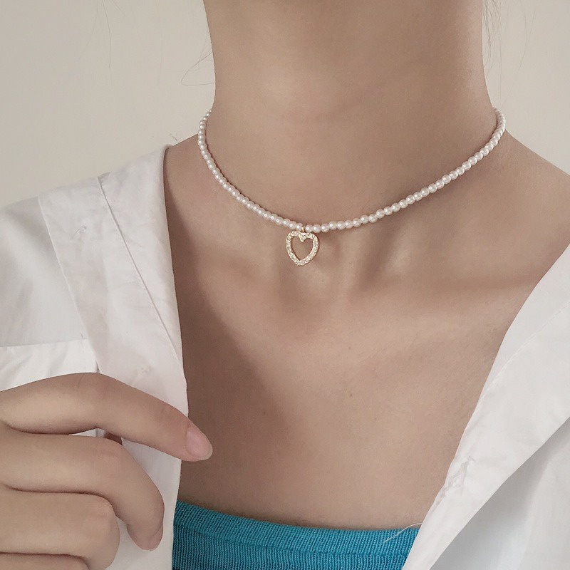 Dây chuyền chuỗi hạt mặt trái tim đính đá DC008 wellfit.vn
