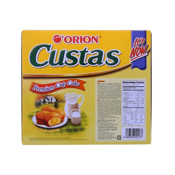 Bánh Custas Orion Nhân Kem Trứng Cao Cấp 12 Cái 282g