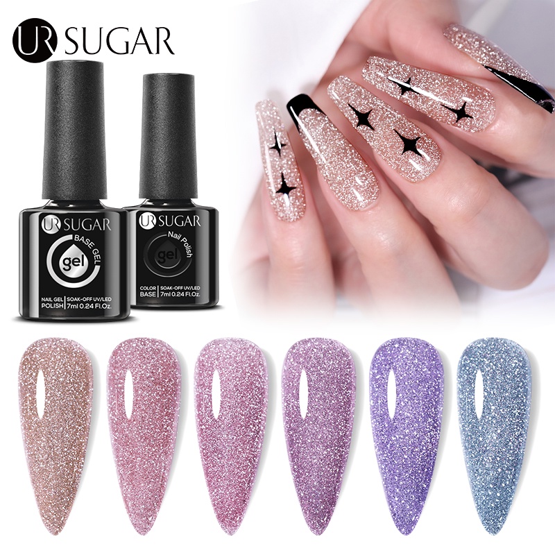 Set 2/ 3/ 4 chai sơn móng tay gel UR SUGAR 7ml lấp lánh nhều màu tùy chọn