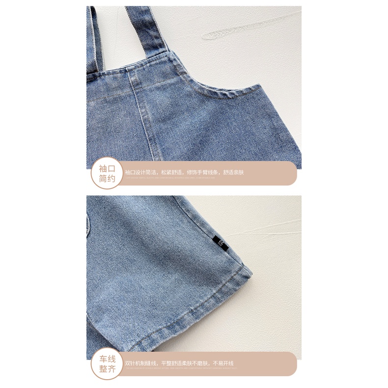Set Áo Thun Và Quần Yếm Jeans Thời Trang Mùa Hè Cho Bé
