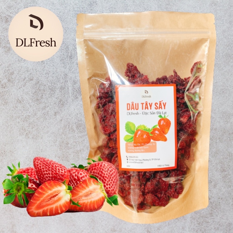 [Mã 154FMCGSALE giảm 8% đơn 500K] Dâu Tây Sấy DLFRESH Dâu Tây Sấy Dẻo Thích Hợp Ăn Kiêng 500gr