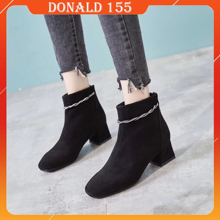 BOOT DA LỘN GÓT VUÔNG 5P VIỀN CỔ ĐÁ🌟Bốt nữ🥳ẢNH THẬT Ở CUỐI👑 | BigBuy360 - bigbuy360.vn