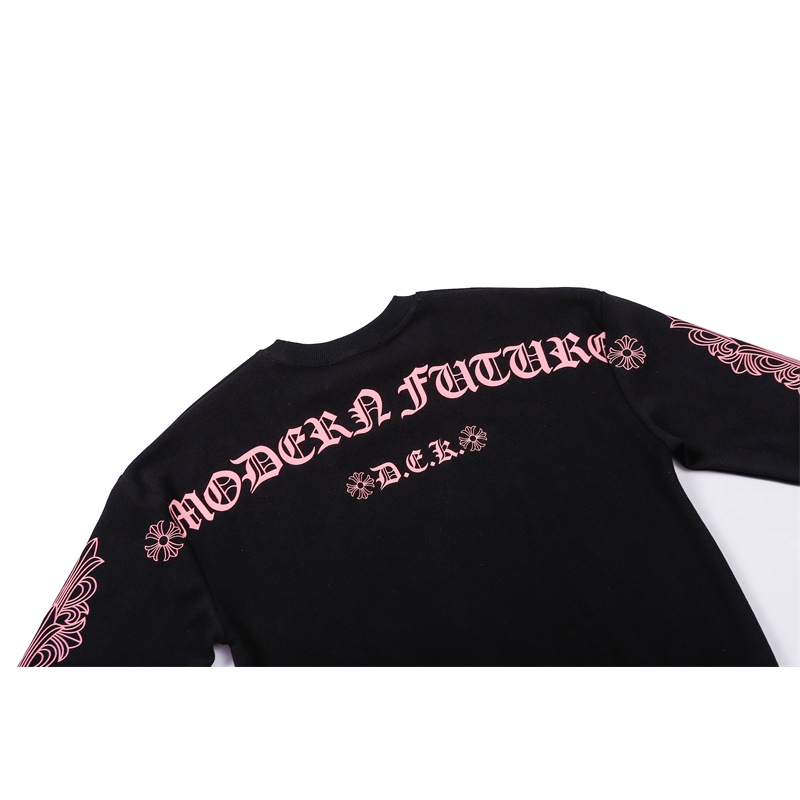 Áo sweater CHROME HEARTS cổ tròn dài tay họa tiết hoa anh đào thời trang cho nam nữ