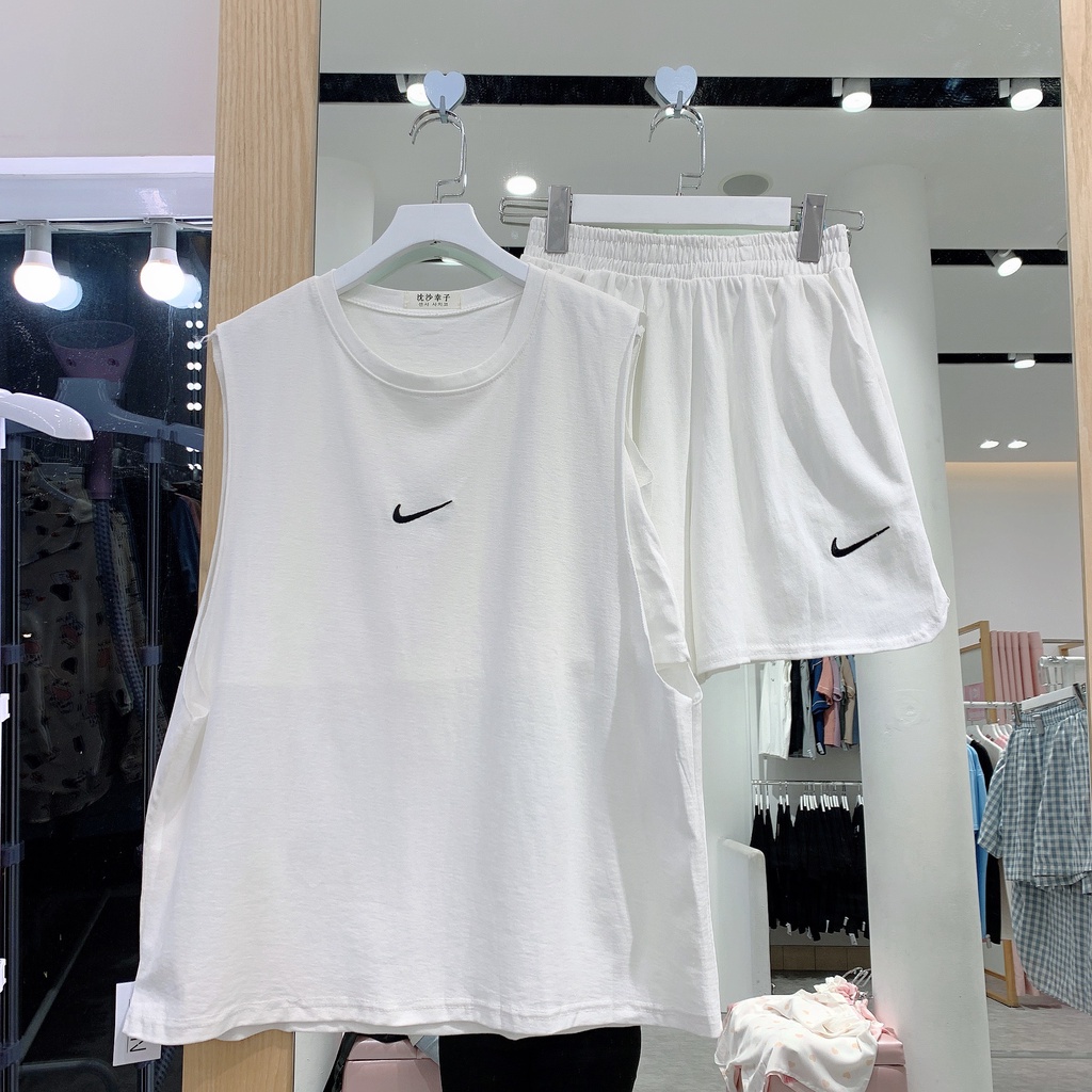 2101626 Set bộ quần áo tank top và quần short cotton mát 3 màu freesize