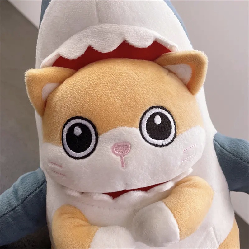 Gấu bông mèo cá mập mặt ngơ ngác dế thương Cat and Shark kích thước 45/70cm NEOCI
