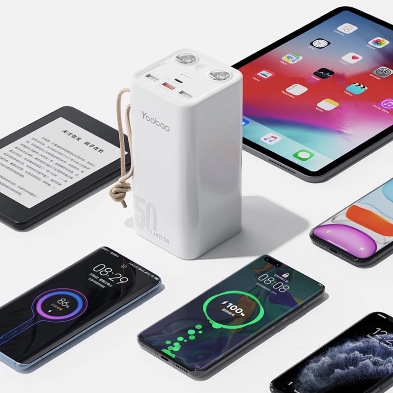Sạc Dư Phòng Yoobao H5 50000mAh Sạc Siêu Nhanh SuperCharge PD (TypeC) 2 Màu Đen-Trắng Có Led Siêu Sáng