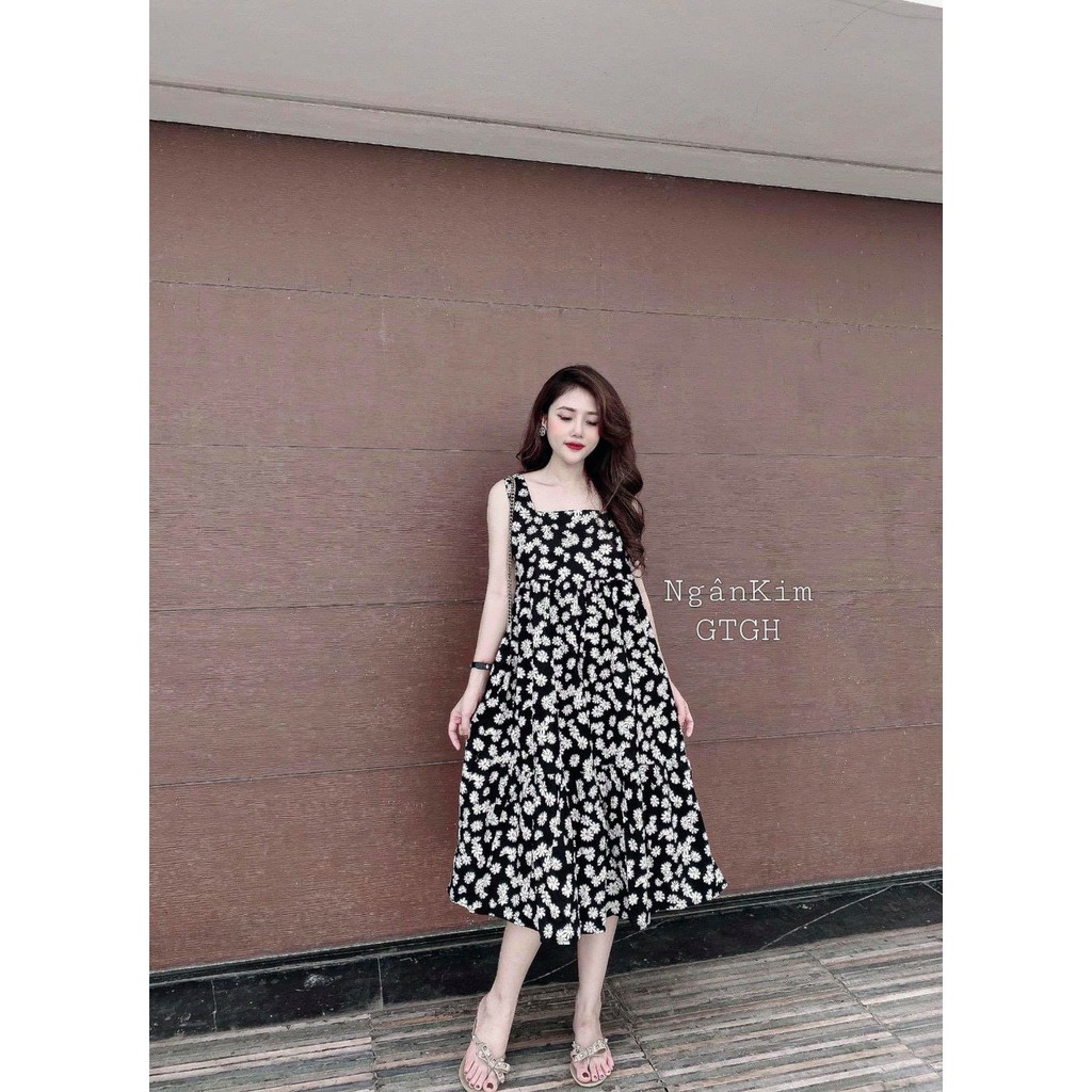 váy 2 dây vintage hoa cúc dáng xòe thướt tha | BigBuy360 - bigbuy360.vn