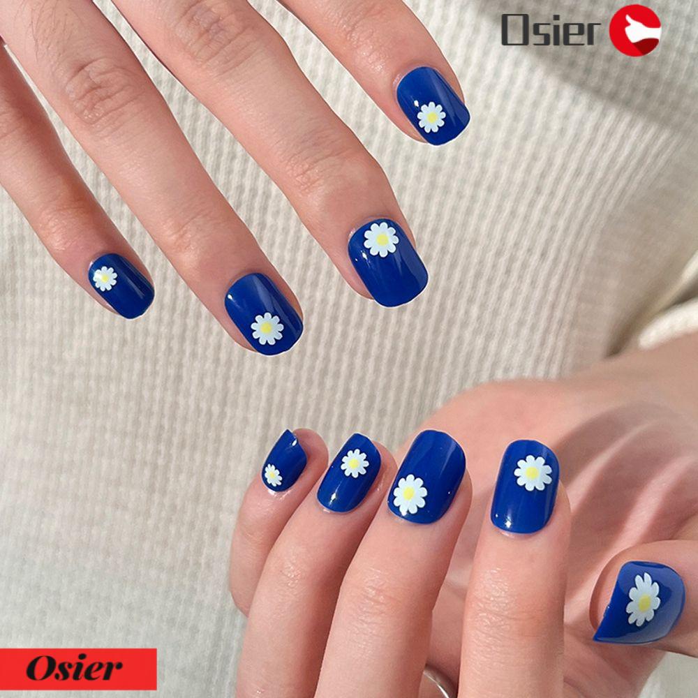 Osier✿ Bộ 24 Móng Tay Giả Đầu Tròn/Vuông Có Thể Tháo Rời Che Phủ Toàn Diện