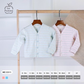 C011 áo khoác nhẹ cổ Y cài cúc giữa La pomme