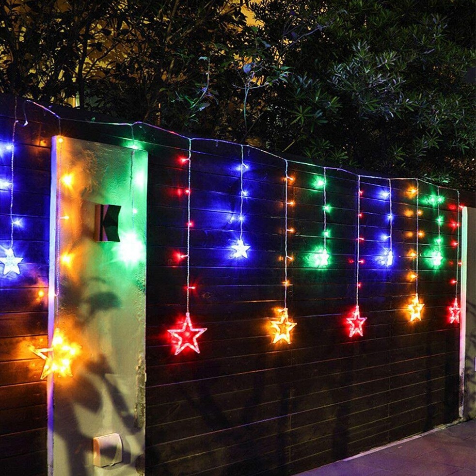 Đèn Led Trang Trí Noel Hình Trăng Sao Đèn Mành 12 Đèn Chiều Dài4M - Đèn Led Trang Trí Giáng Sinh, Trang Trí Tết