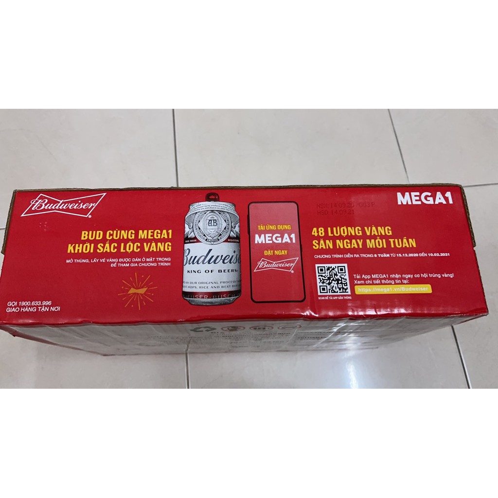 [DATE 9/2021] [GIÁ TỐT] [GIAO HÀNG THẦN TỐC TRONG 1H] BIA BUDWEISER 24LON 330ML