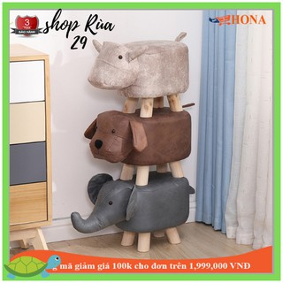 Ghế Đôn Hình Thú Bọc Da Lộn Kèm Anh Thật