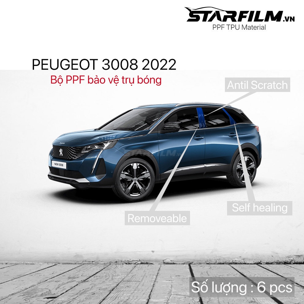Peugeot 3008 (2019~ 2022) PPF TPU Trụ cửa chống xước tự phục hồi STARFILM