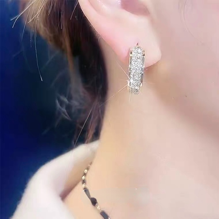 Bông Tai Mạ Bạc 925 Đính Đá Phong Cách Pháp Dễ Phối Đồ
