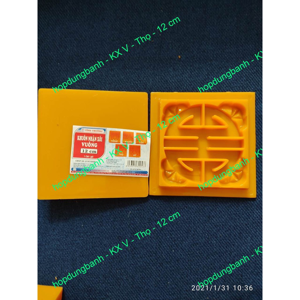 Khuôn Nhận Xôi Vuông 12  CM - Phước - Lộc - Thọ - Hỷ - Hoa hồng  VT 1 GIÁ