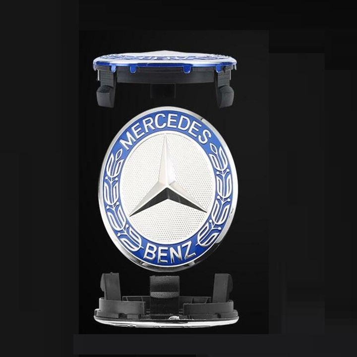 Logo chụp mâm, ốp lazang bánh xe ô tô Mercedes, đường kính 60mm, chất liệu nhựa ABS cao cấp