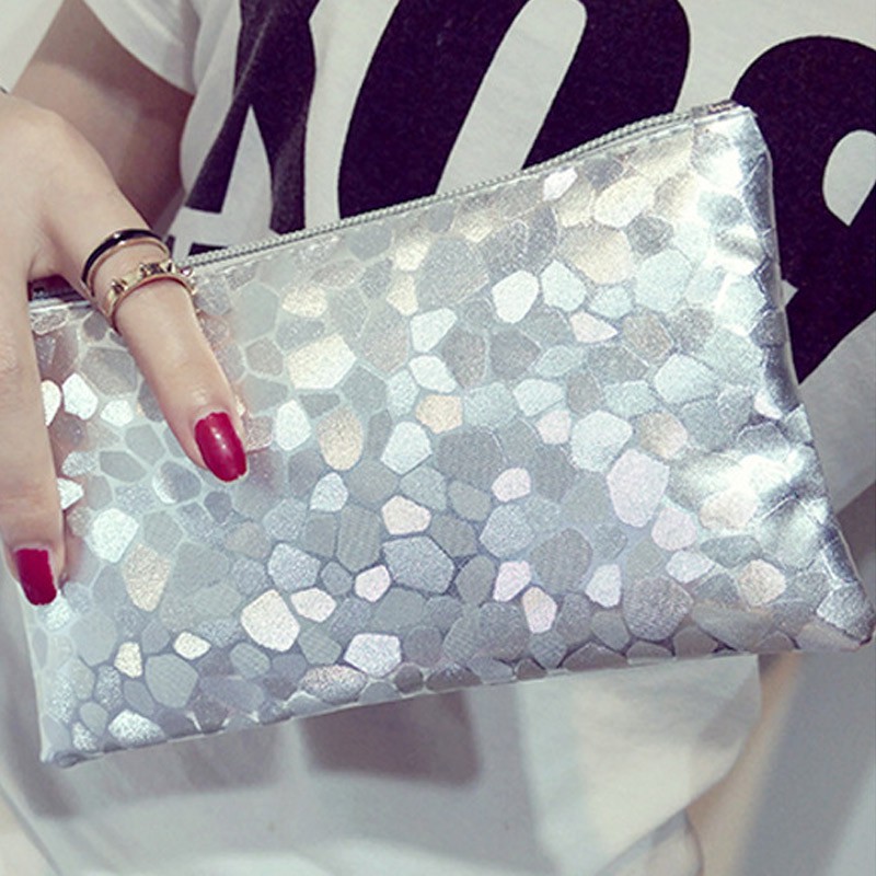 Simple Fashion Women Messenger Bags Solid Color Paillette Decoration Purse Ladies Clutch Crossbody Shoulder Bag