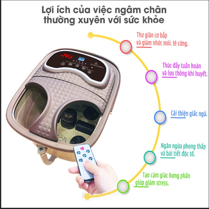 [ Giảm 200K ] Bồn ngâm chân JVJ B2 mát xa tự động bằng con lăn massage sủi sục khí TẶNG BÀN CHÀ GÓT - BH 12T CHÍNH HÃNG