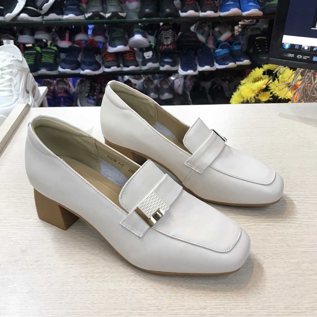 Giầy MoKa Nữ Da Thật Gót Trụ Cao 5cm Hàng QCCC