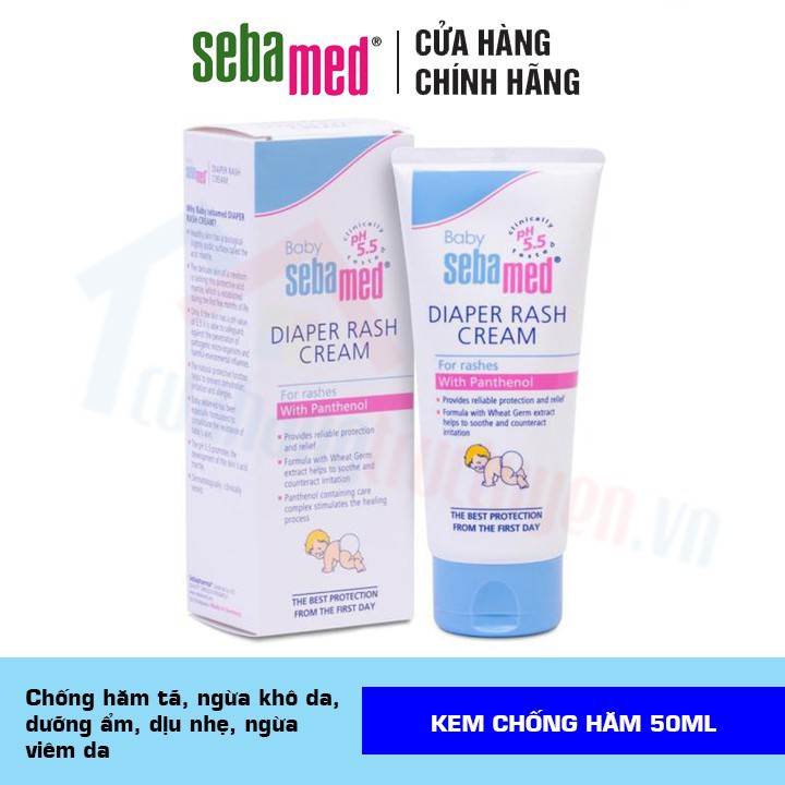 [CHÍNH HÃNG] Kem Chống Hăm Khô Da Cho Bé Sebamed PH5.5 50Ml Đức | Dưỡng Ẩm | Ngăn Khô Da | Ngừa Viêm