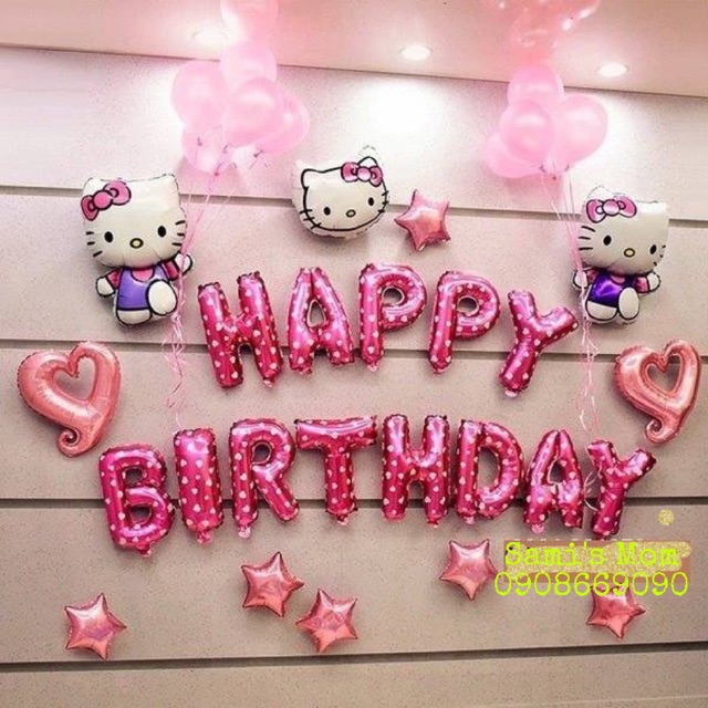 Trang trí sinh nhật Hello Kitty - tặng bơm và keo dán