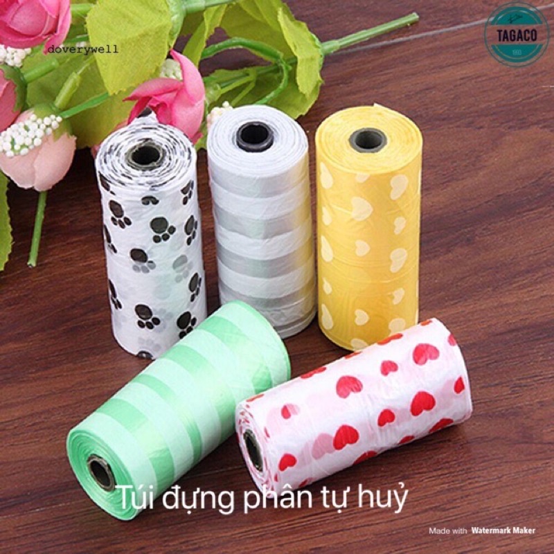 Túi đựng phân chó mèo tự hủy (15 túi/cuộn)