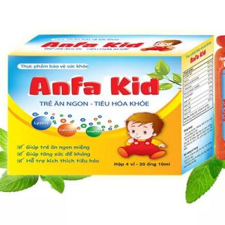 Siro ăn ngon Anfa Kid giúp bé ăn ngon tăng cân tăng đề kháng chống ốm vặt hộp 20 ống