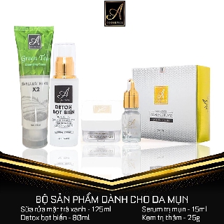 Bộ sản phẩm trị mụn đỉnh cao💕Sữa Rửa mặt+Detox+Serum trị mụn+Kem trị thâm💕Cam kết sạch mụn💕