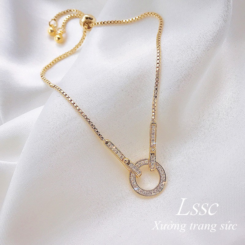 Lắc tay nữ vàng mạ mẫu mới 2021 vòng tay nữ đính đá pha lê phong cách ins hàn quốc trang sức nữ thanh lịch