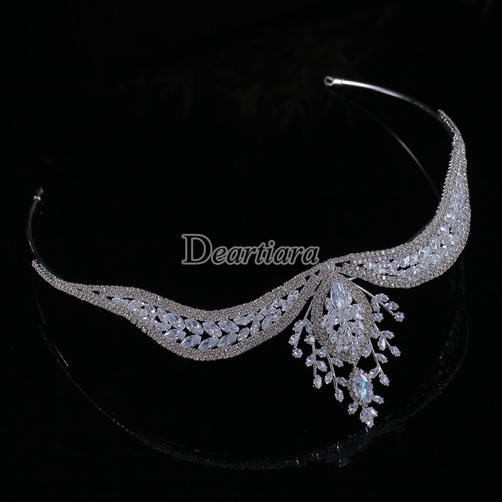 Vương Miện Đính Đá Zircon Thời Trang Cho Cô Dâu