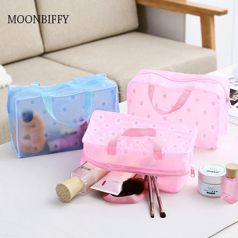 Túi Đựng Mỹ Phẩm Trong Suốt Sức Chứa Lớn Họa Tiết Hoa Xinh Xắn Đa Năng Tiện Dụng