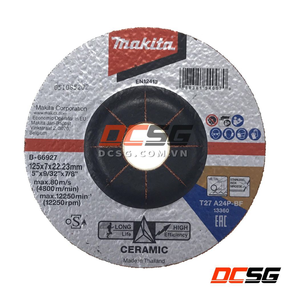 Đá mài inox 125 x 7.0 x 22.23mm hạt Ceramic Makita B-66927 | DCSG