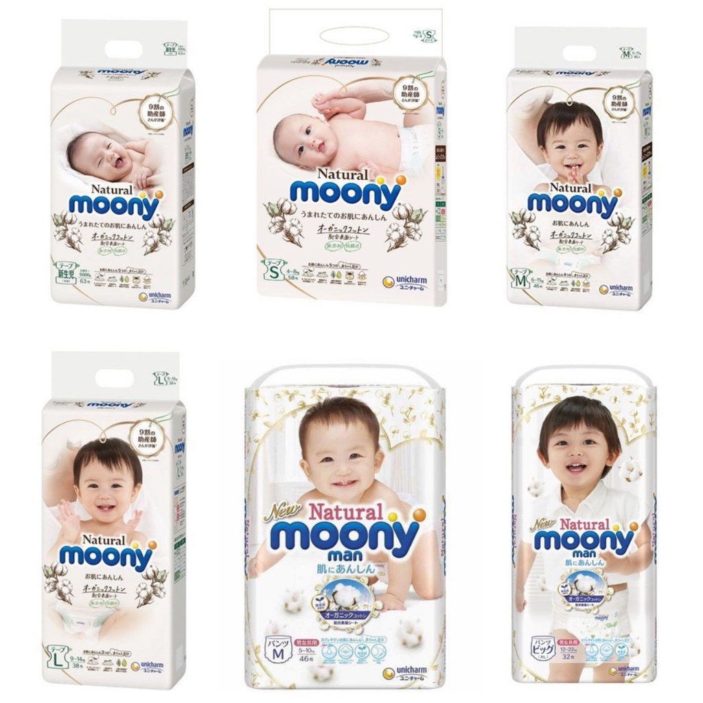 Bỉm Moony FREESHIP Moony Nội Địa Nhật Chính Hãng Cộng Miếng/Natural Đủ Dòng Dán/Quần Đủ Size NB96/S90/M68/L58/L50/XL44