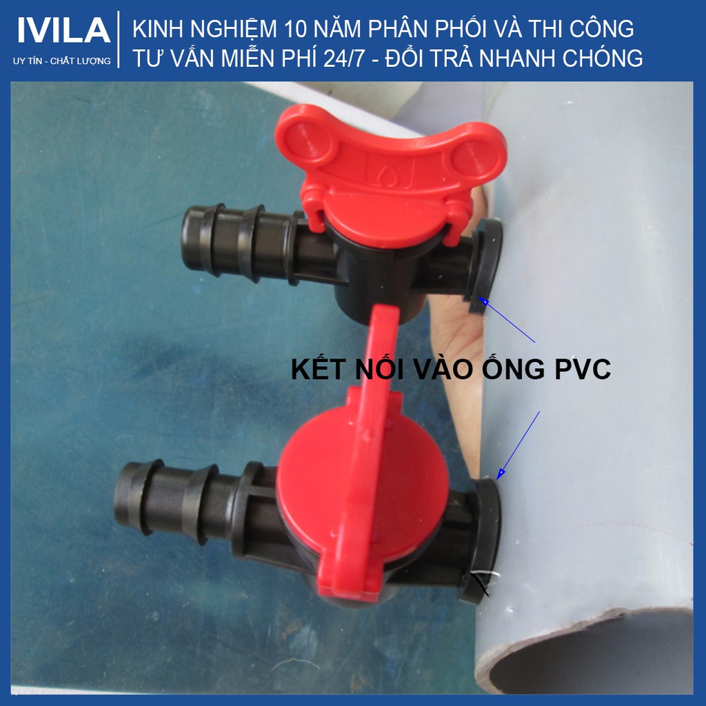 Van khóa khởi thủy LDPE 16 kèm gioăng cao su - Van khóa 1 đầu khởi thủy 16mm, 1 đầu ra ống LDPE 16mm