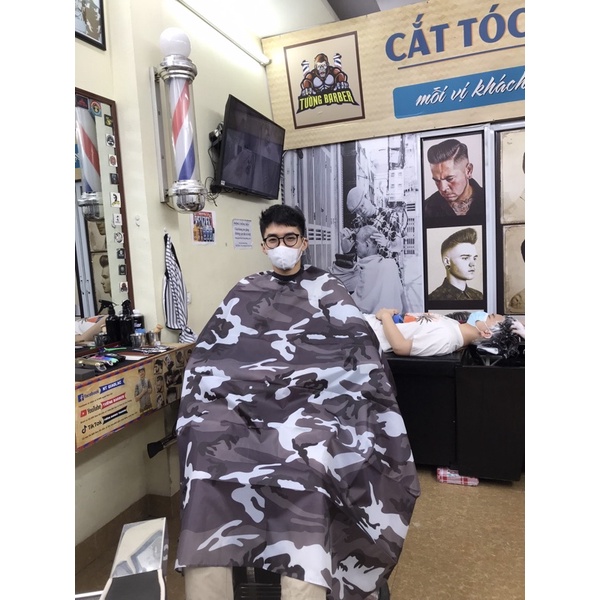 Áo choàng barber cắt tóc- Da báo