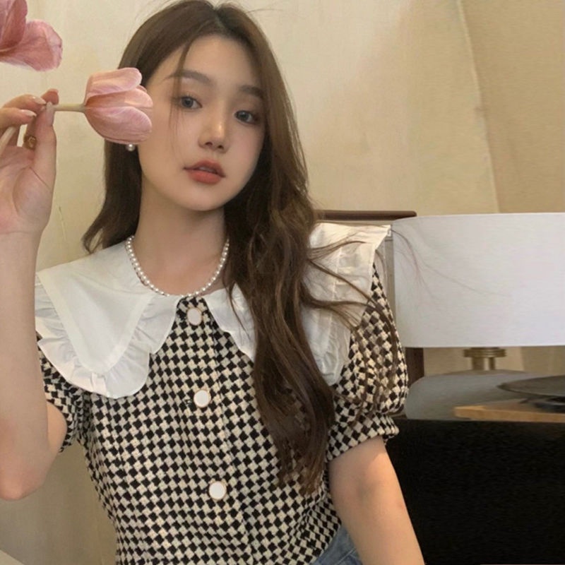 Áo Kiểu Tay Ngắn Cổ Búp Bê Thời Trang Xinh Xắn Cho Nữ  tao bao