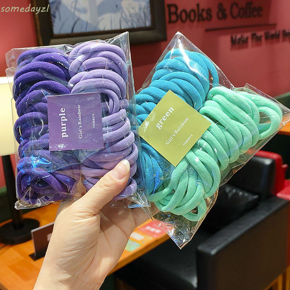 Set 50 dây cột tóc cao su co giãn nhiều màu dễ thương cho nữ