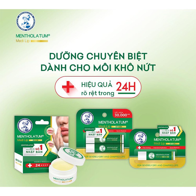 Rohto Mentholatum Son Dưỡng Dành Cho Môi Khô Và Nứt Nẻ Medi Lip Balm 7g