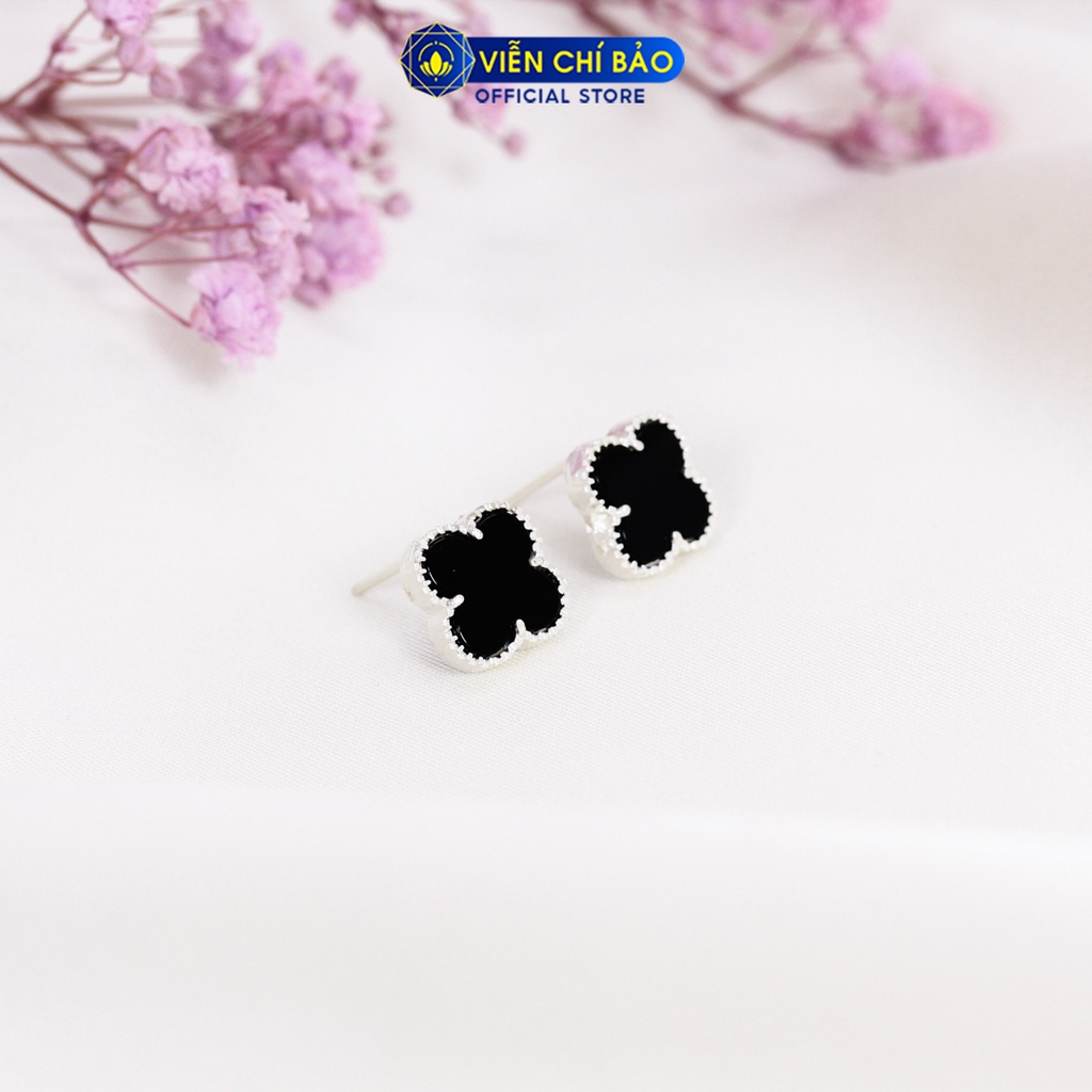 Bông tai bạc nữ cỏ bốn lá may mắn khuyên tai nữ bạc 925 thời trang phụ kiện trang sức nữ Viễn Chí Bảo B400206