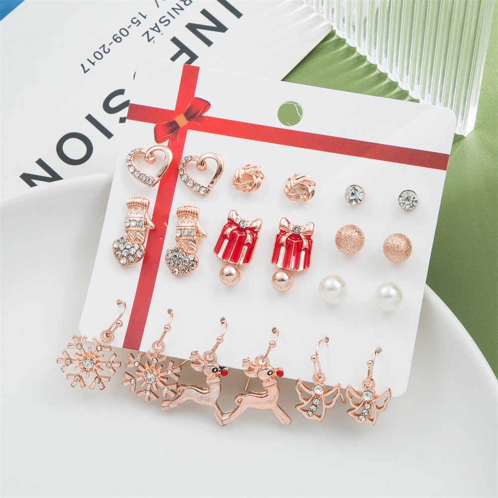 Set 9/12 đôi bông tai thẻ hình cây thông Noel