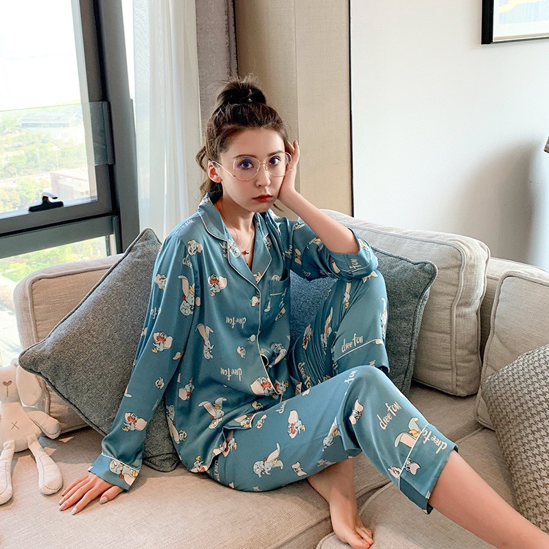 Bộ Đồ Ngủ Mặc Nhà Pajamas Lụa Họa Tiết Hisexy P48