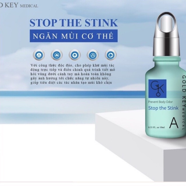 Tinh Chất Khử Mùi Hôi Nách Ngăn Mùi Cơ Thể Gold Key Stop The Stink 10ml