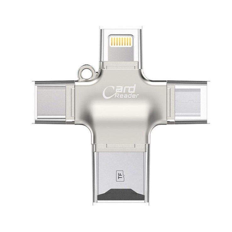 Đầu đọc thẻ nhớ OTG 4 in 1 Micro SD cổng type-C, lightning, micro usb