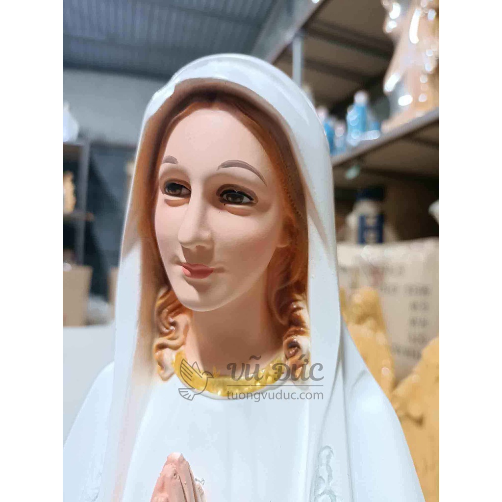 Tượng mẹ Maria Lộ Đức 60cm màu trắng | Tượng Công giáo Vũ Đức